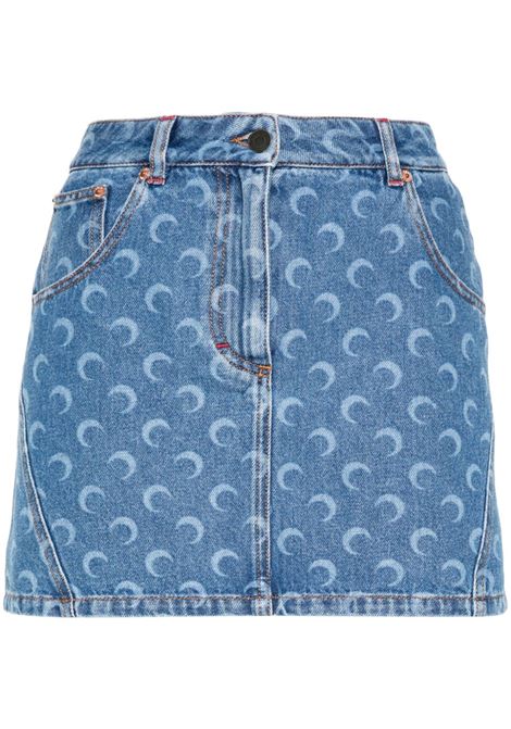 gonna mini moon laser denim donna blu MARINE SERRE | WSK057A CDEN0002BL05